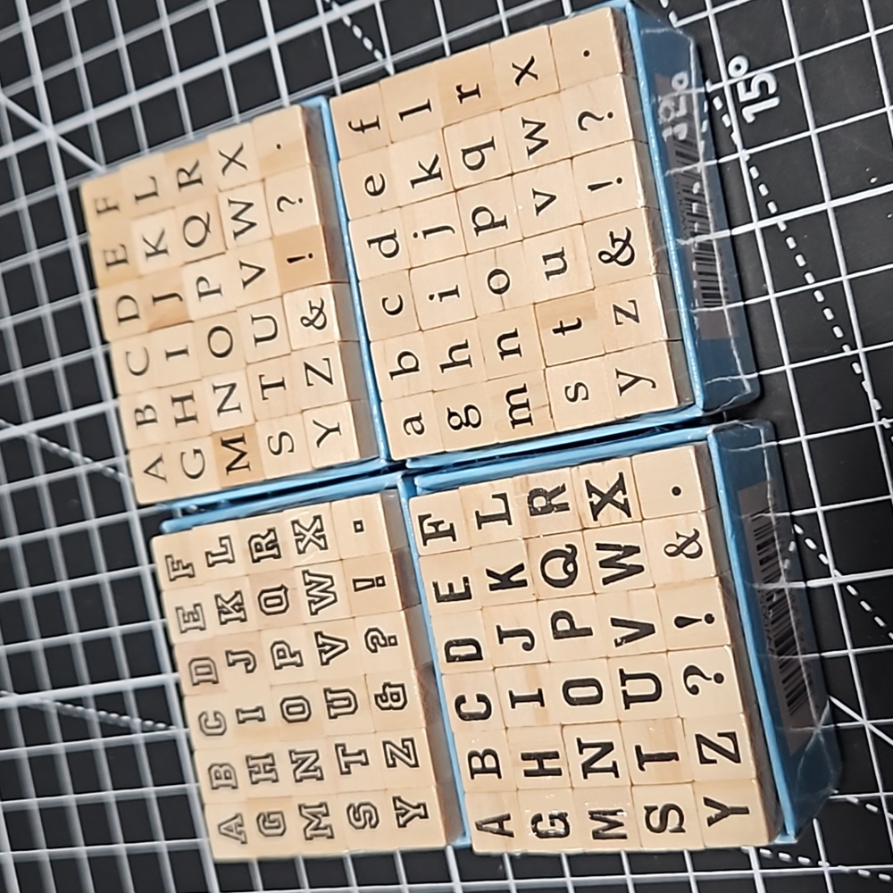 4 sets of mini alphabet rubber stamp sets. all new in pkgs.